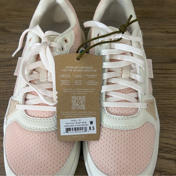 NWT Olukai women’s Anau pickleball sneakers rose dust pink bright white size 8.5 - Picture 8 of 12